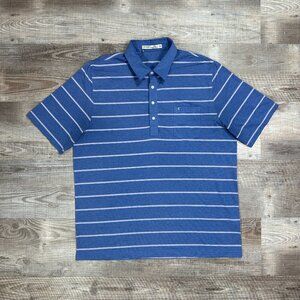 Criquet Shirt Mens Size XXL Blue Striped Golf Polo Golfer Embroidered